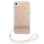 Guess GUOHCI8H4STP iPhone SE 2022 / SE 2020 / 7/ 8 rožinis / rožinis kietas dėklas 4G Spausdinimo dirželis -- iPhone SE...