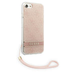 Guess GUOHCI8H4STP iPhone SE 2022 / SE 2020 / 7/ 8 rožinis / rožinis kietas dėklas 4G Spausdinimo dirželis -- iPhone SE...