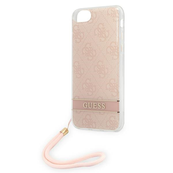 Guess GUOHCI8H4STP iPhone SE 2022 / SE 2020 / 7/ 8 rožinis / rožinis kietas dėklas 4G Spausdinimo dirželis -- iPhone SE...