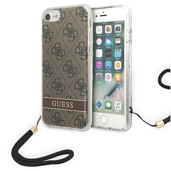 Guess GUOHCI8H4STW iPhone SE 2022 / SE 2020 / 7/ 8 ruda/ruda kietas dėklas 4G Spausdinimo dirželis -- iPhone SE 2022 /...