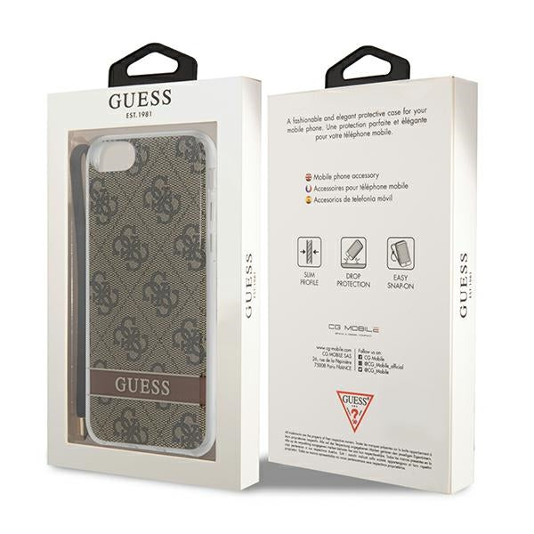 Guess GUOHCI8H4STW iPhone SE 2022 / SE 2020 / 7/ 8 ruda/ruda kietas dėklas 4G Spausdinimo dirželis -- iPhone SE 2022 /...