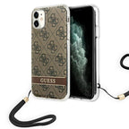 Guess dėklas iPhone 11/XR su dirželiu – rudas -- iPhone 11