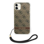 Guess dėklas iPhone 11/XR su dirželiu – rudas -- iPhone 11