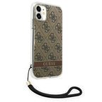Guess dėklas iPhone 11/XR su dirželiu – rudas -- iPhone 11