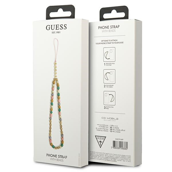 Guess pakabukas GUSTFLWP telefono dirželis rožinės/rožinės spalvos Heishi Beads
