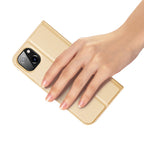 Dux Ducis Skin Pro atverčiamas dėklas iPhone 14 Plus – auksinis -- iPhone 14 Plus