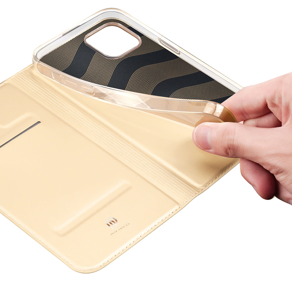 Dux Ducis Skin Pro atverčiamas dėklas iPhone 14 Plus – auksinis -- iPhone 14 Plus