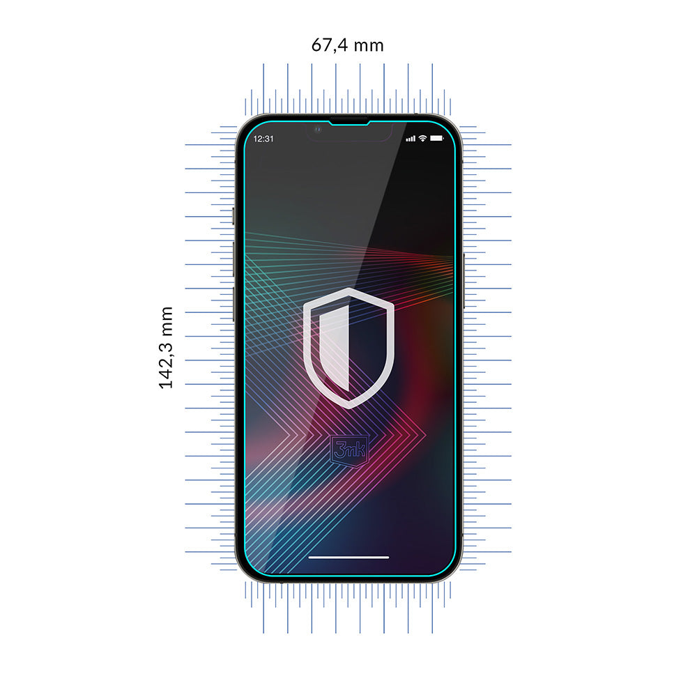 Grūdintas stiklas, skirtas iPhone 14 Pro Max / 14 Plus hibridiniam flexi 7H iš 3mk FlexibleGlass serijos