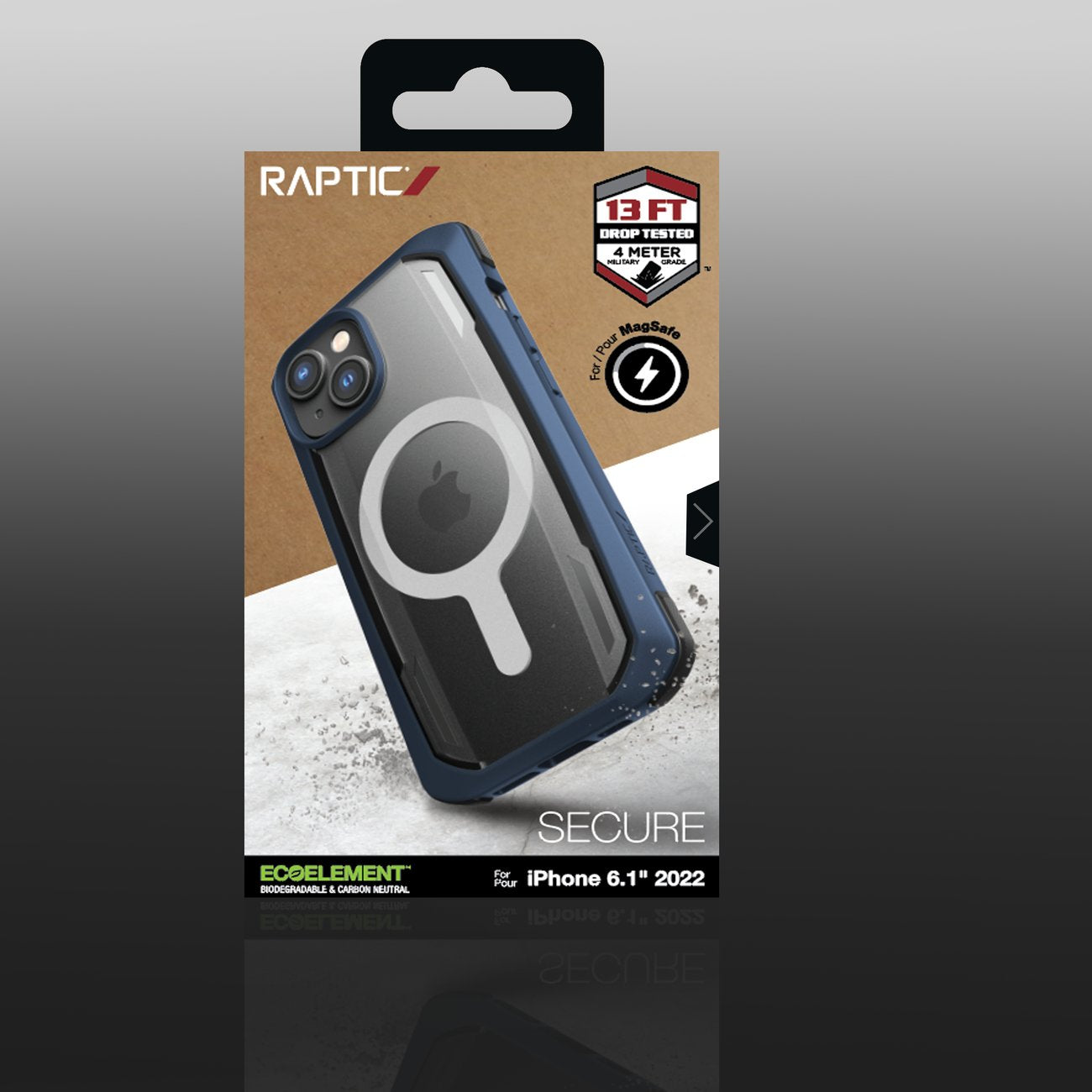 Raptic Secure dėklas iPhone 14 su MagSafe – mėlynas