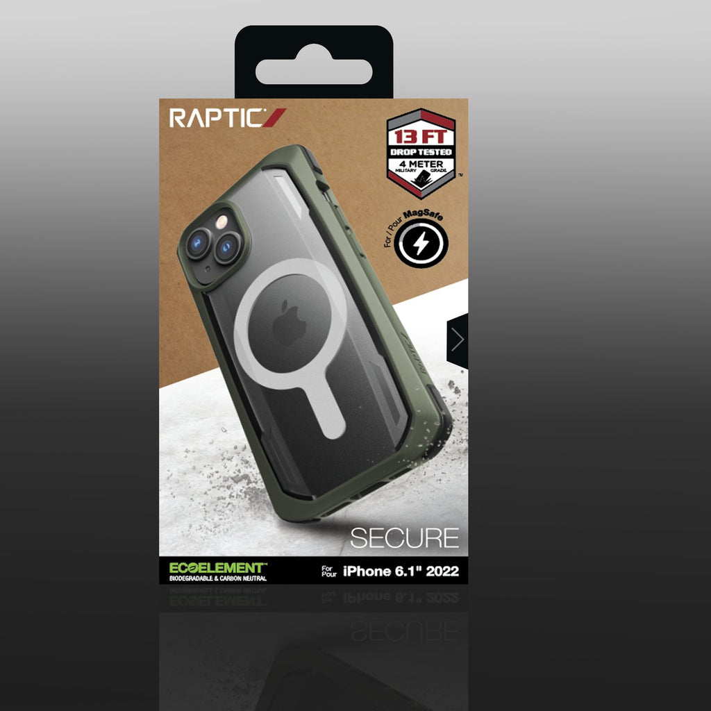 Raptic Secure MagSafe dėklas iPhone 14 – žalias