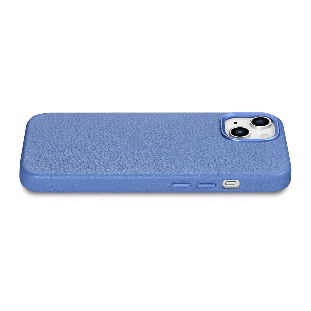 iCarer Litchi Premium Leather MagSafe dėklas iPhone 14 Plus – šviesiai mėlynas