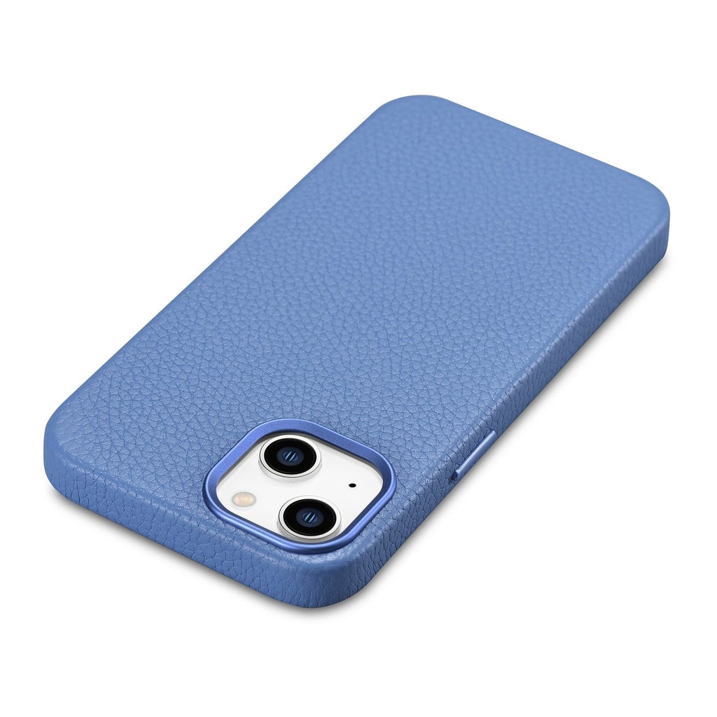 iCarer Litchi Premium Leather MagSafe dėklas iPhone 14 Plus – šviesiai mėlynas
