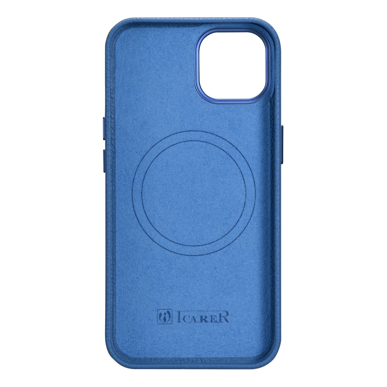iCarer Litchi Premium Leather MagSafe dėklas iPhone 14 Plus – šviesiai mėlynas