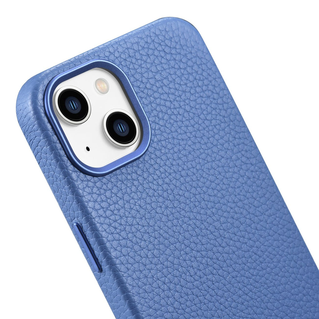 iCarer Litchi Premium Leather MagSafe dėklas iPhone 14 Plus – šviesiai mėlynas