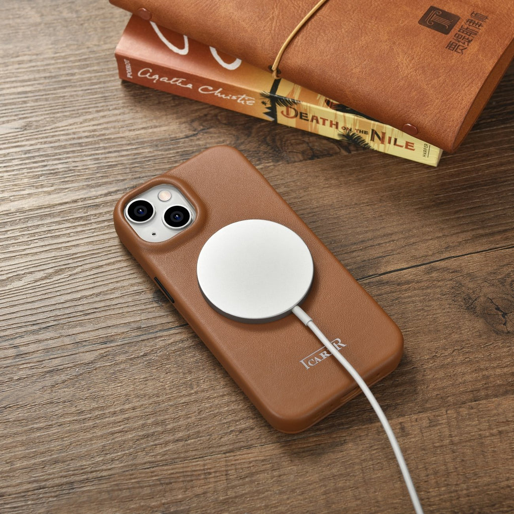 iCarer odinis MagSafe dėklas iPhone 14 Plus – rudas