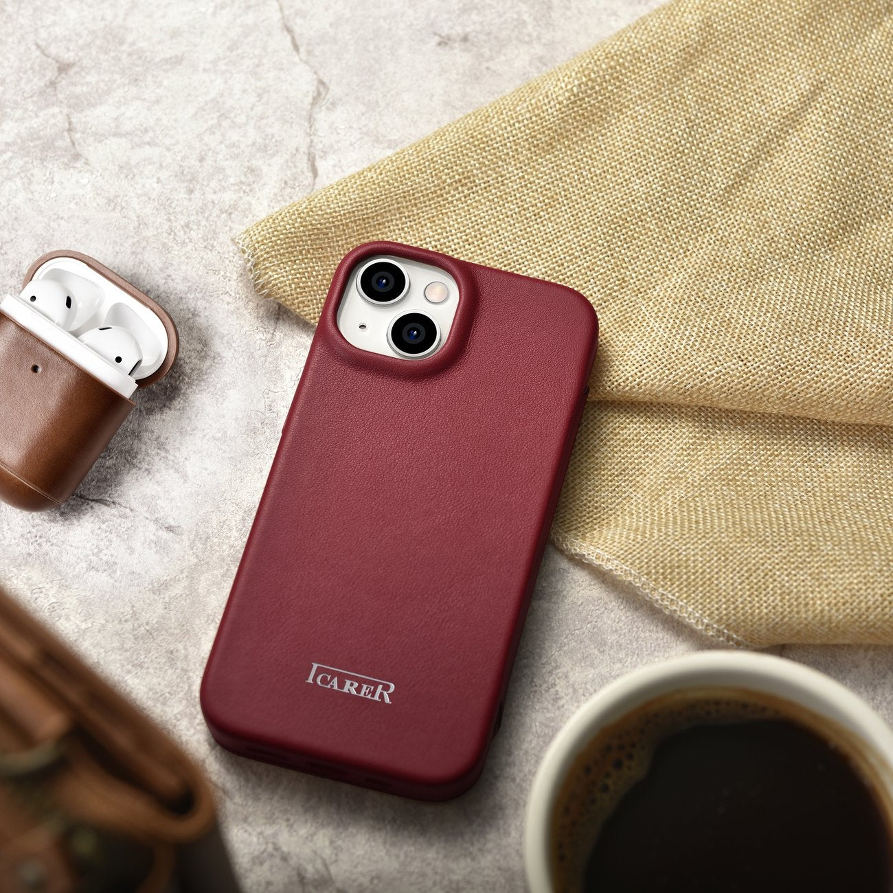 iCarer odinis MagSafe dėklas iPhone 14 Plus – raudonas