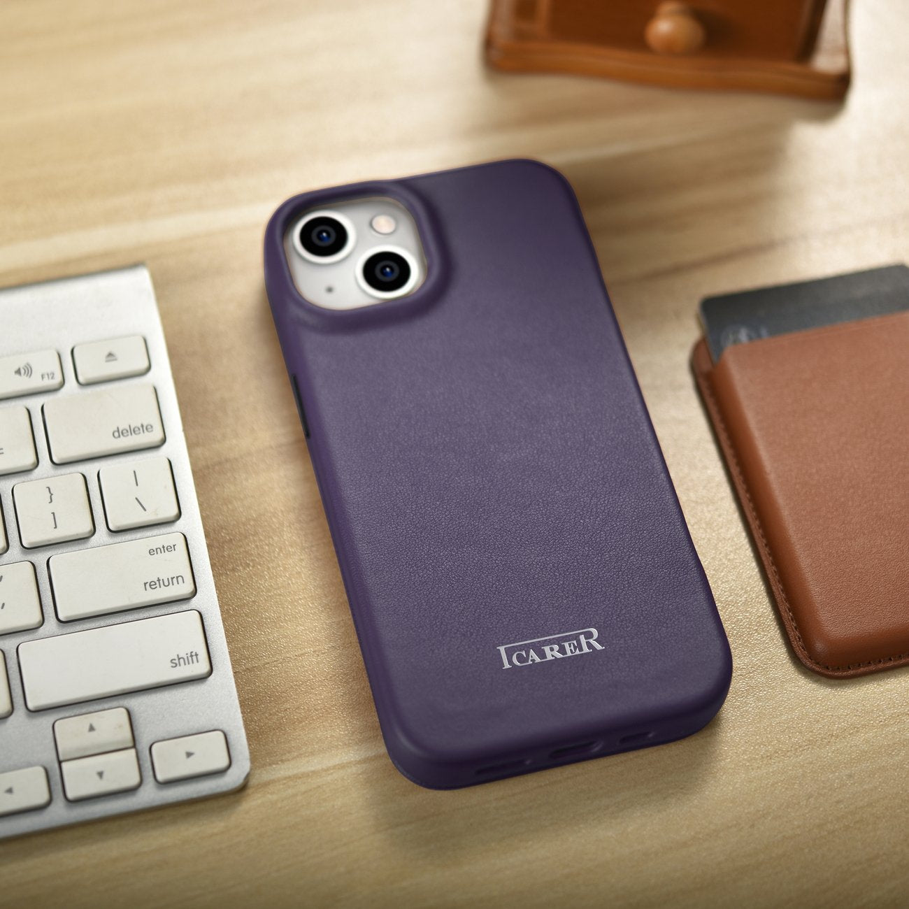 iCarer odinis MagSafe dėklas iPhone 14 Plus – violetinis