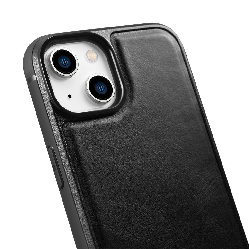 iCarer natūralios odos dėklas iPhone 14 Plus – juodas