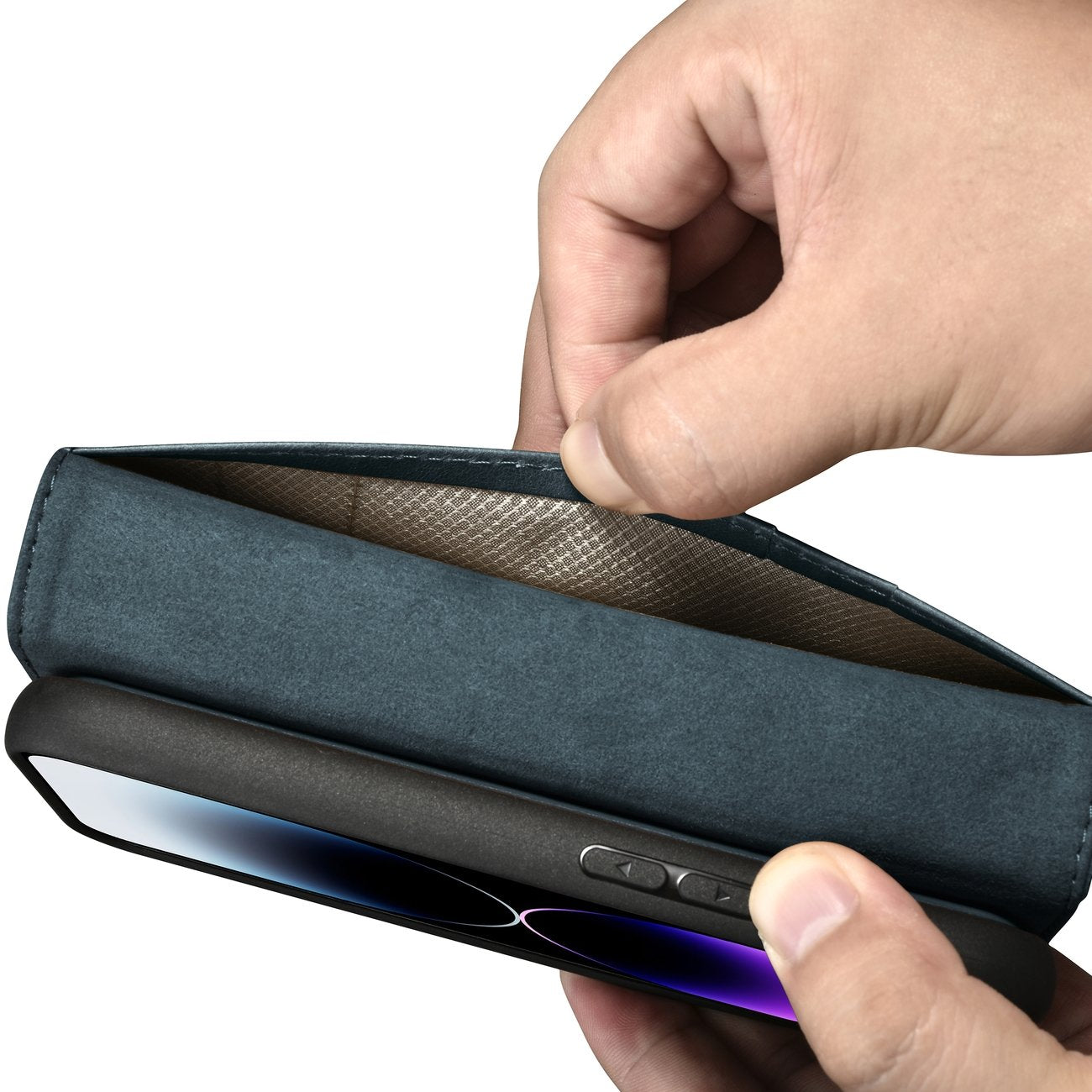iCarer odinis dėklas iPhone 14 Pro su RFID – mėlynas