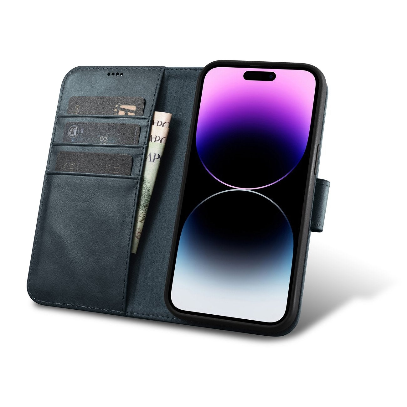 iCarer odinis dėklas iPhone 14 Pro su RFID – mėlynas