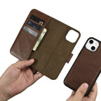 iCarer odinis Anti‑RFID dėklas iPhone 14 Plus – rudas