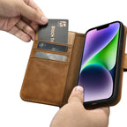 iCarer odinis 2in1 dėklas iPhone 14 Plus – rudas, RFID