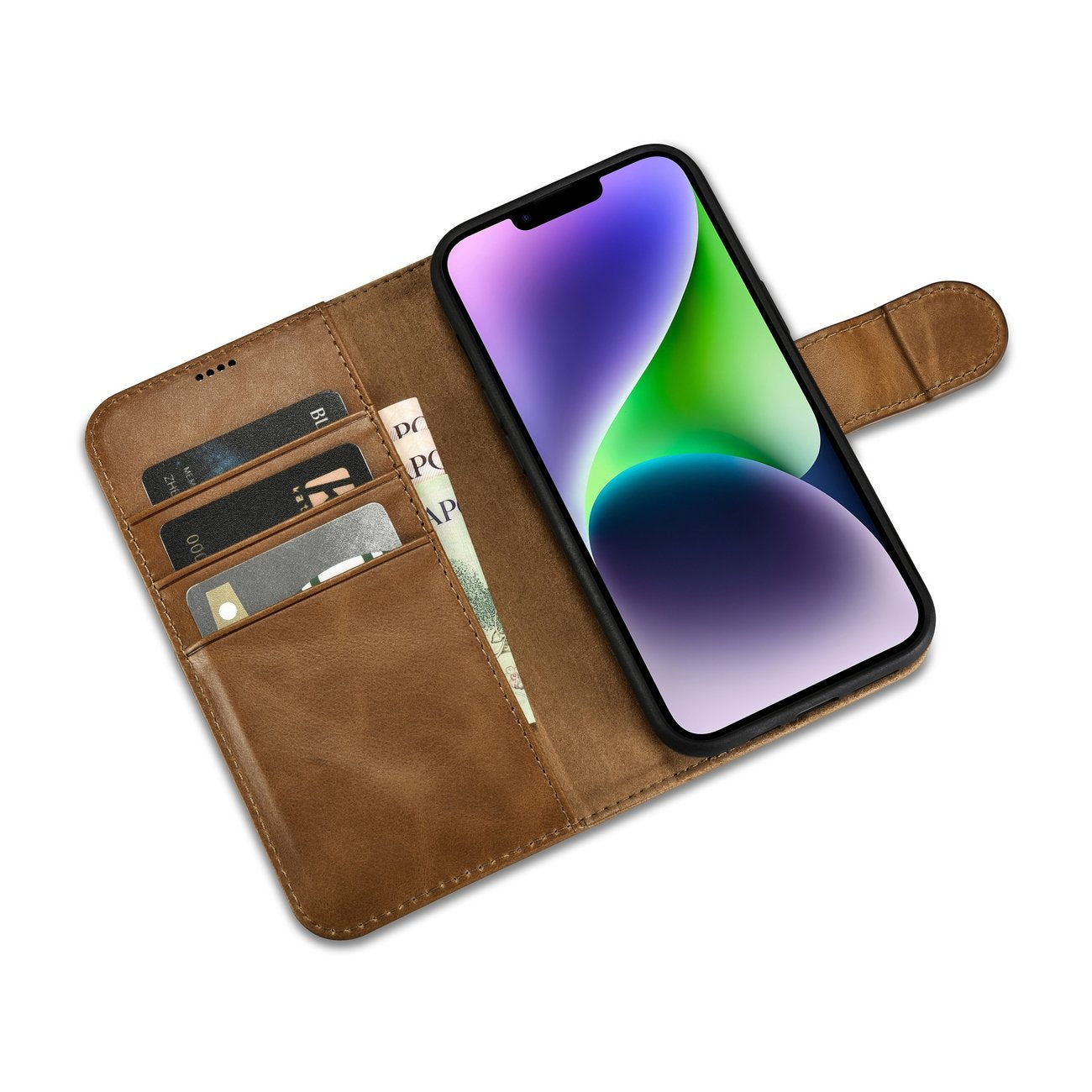iCarer odinis 2in1 dėklas iPhone 14 Plus – rudas, RFID