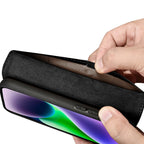 iCarer 2in1 odinis dėklas-piniginė iPhone 14 Plus su Anti-RFID – juodas