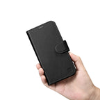 iCarer 2in1 odinis dėklas-piniginė iPhone 14 Plus su Anti-RFID – juodas