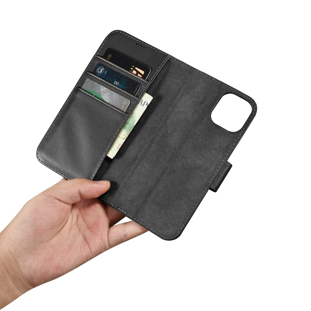 iCarer 2in1 odinis dėklas-piniginė iPhone 14 Plus su Anti-RFID – juodas