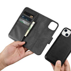 iCarer 2in1 odinis dėklas-piniginė iPhone 14 Plus su Anti-RFID – juodas