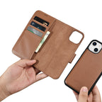 iCarer odinis Anti‑RFID dėklas iPhone 14 Plus – rudas
