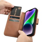 iCarer odinis Anti‑RFID dėklas iPhone 14 Plus – rudas