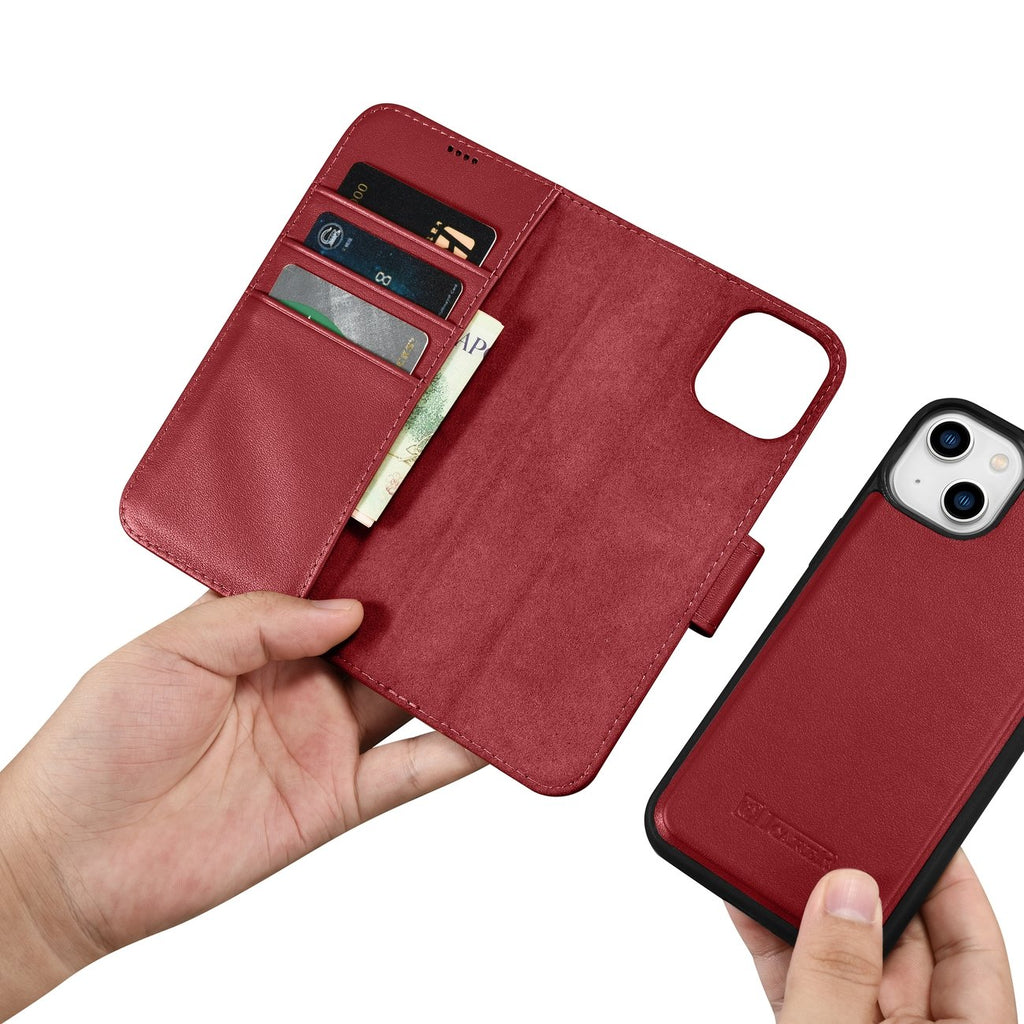 iCarer odinis Anti-RFID dėklas iPhone 14 Plus – raudonas
