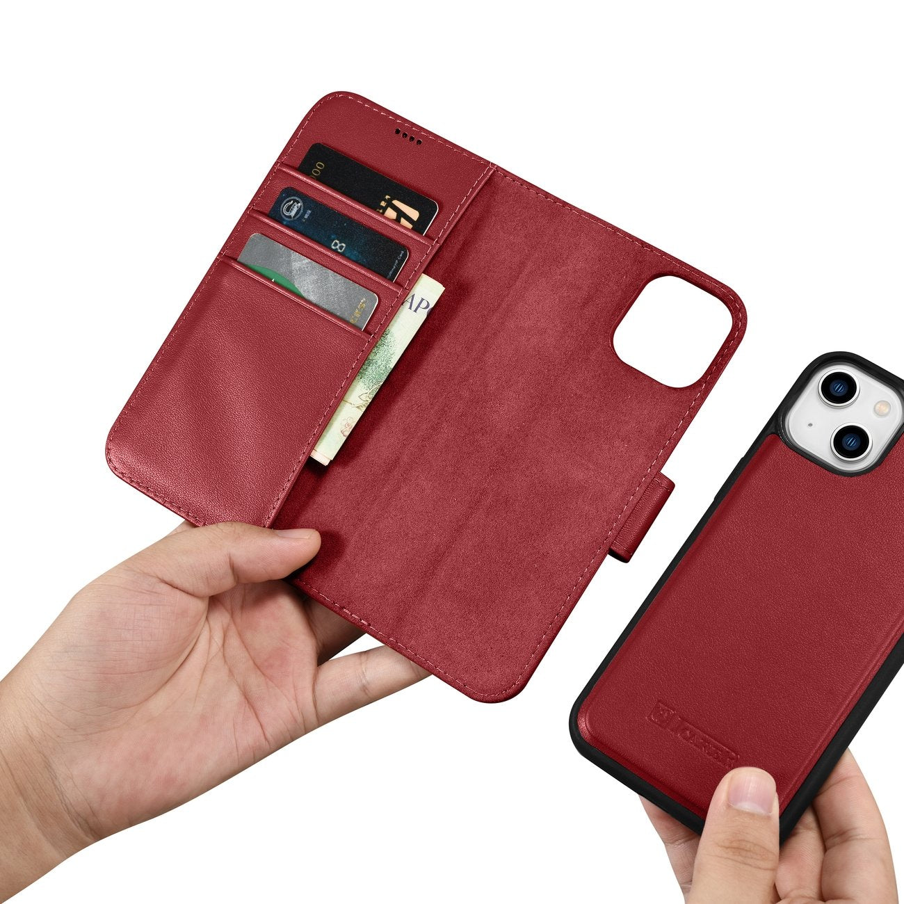 iCarer odinis Anti-RFID dėklas iPhone 14 Plus – raudonas