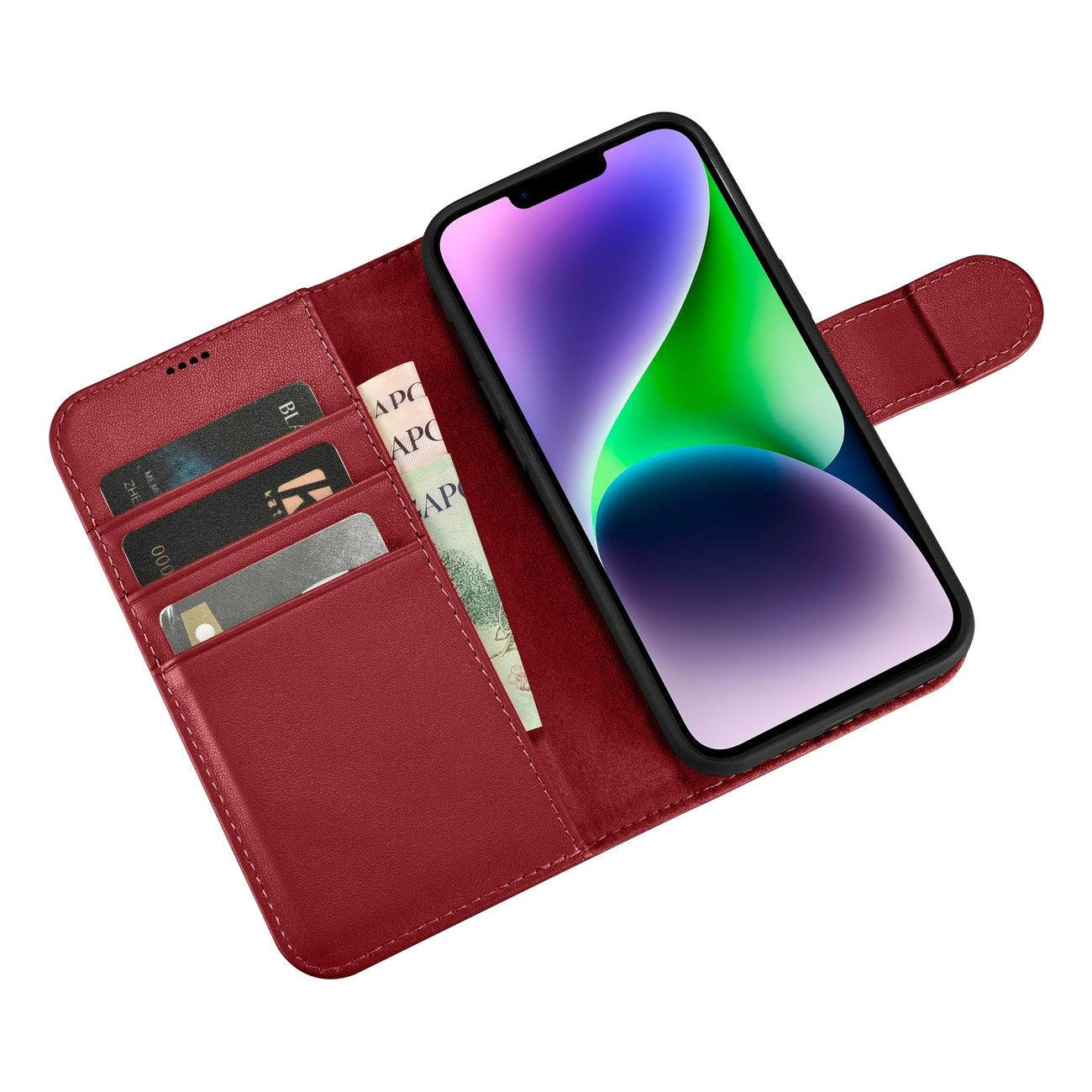 iCarer odinis Anti-RFID dėklas iPhone 14 Plus – raudonas
