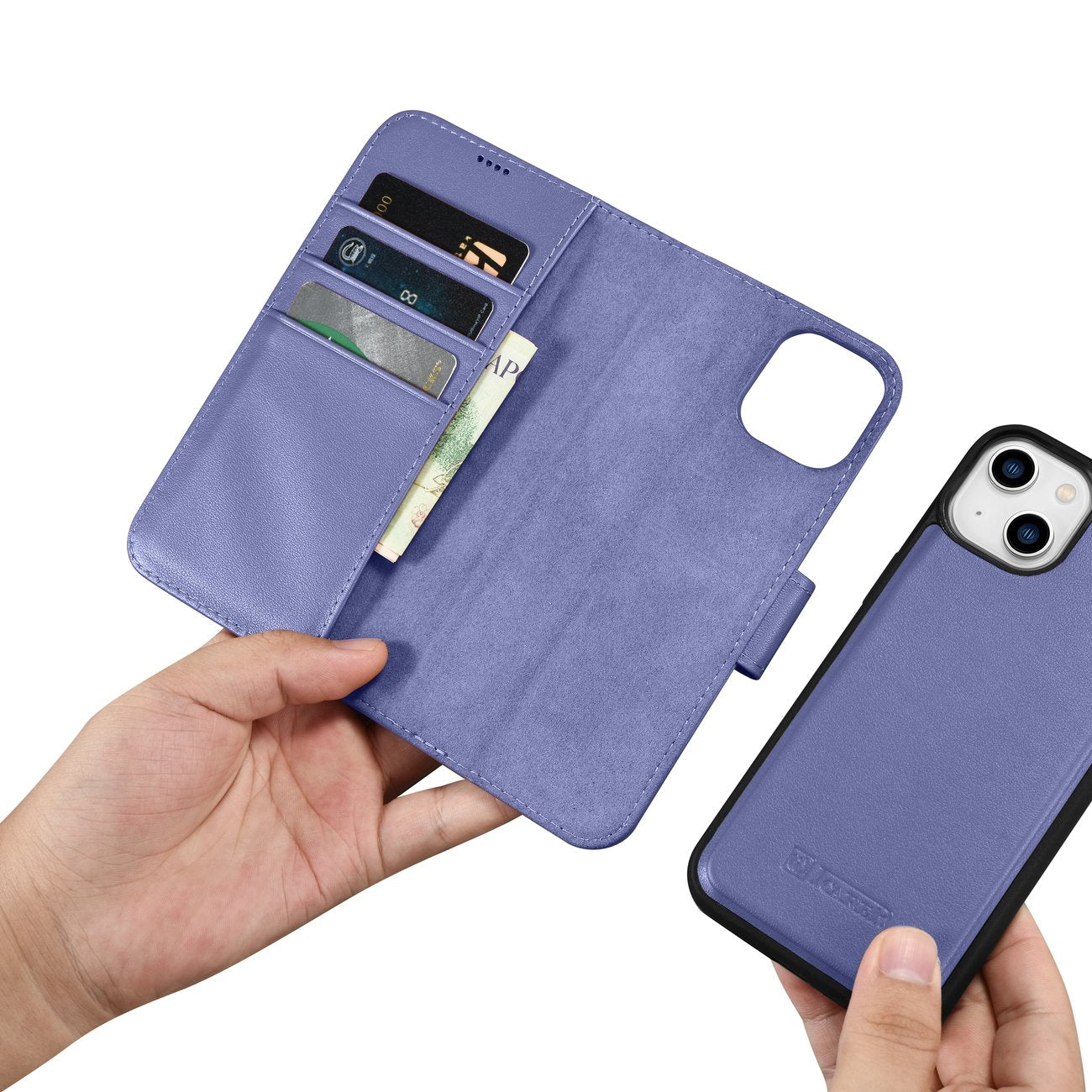 iCarer odinis anti-RFID dėklas iPhone 14 Plus – violetinis