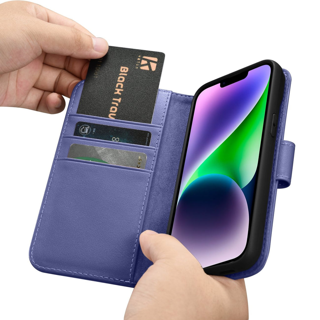 iCarer odinis anti-RFID dėklas iPhone 14 Plus – violetinis