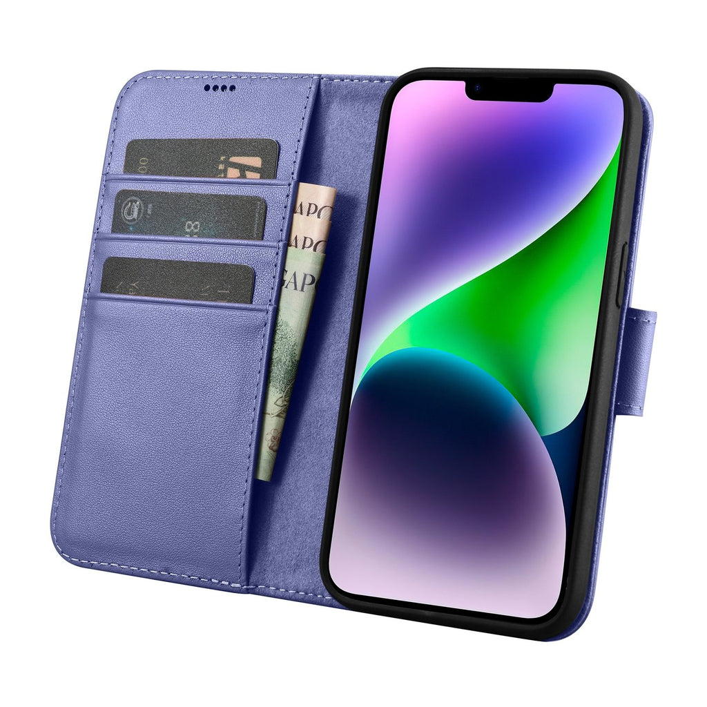 iCarer odinis anti-RFID dėklas iPhone 14 Plus – violetinis