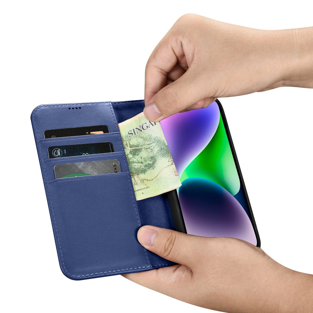 iCarer odinis Anti-RFID dėklas iPhone 14 Plus – mėlynas