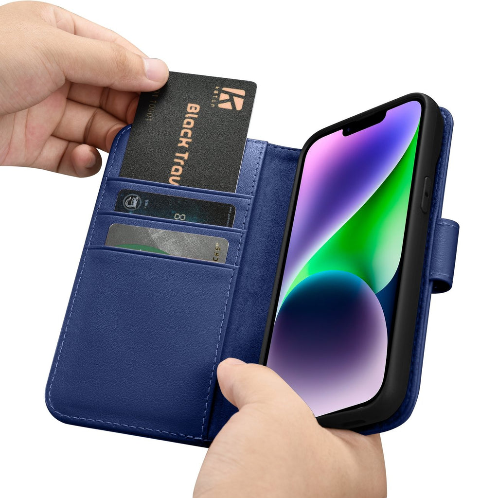 iCarer odinis Anti-RFID dėklas iPhone 14 Plus – mėlynas