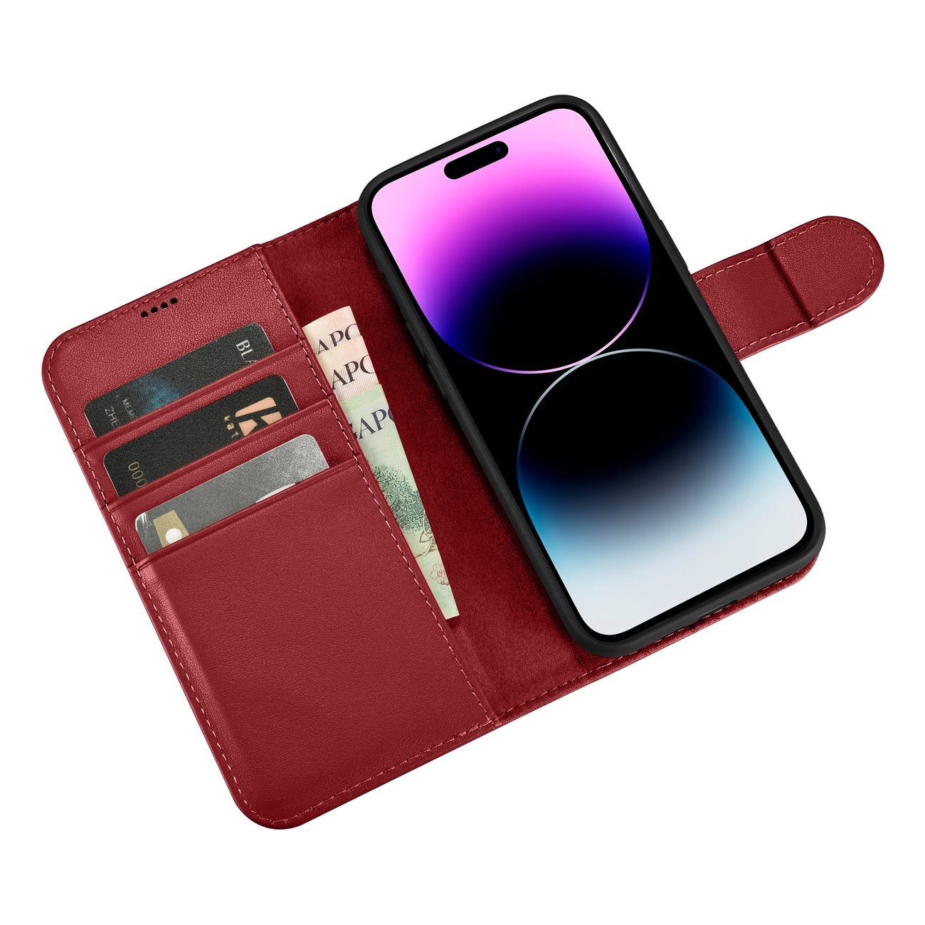 iCarer odinis 2in1 RFID dėklas iPhone 14 Pro Max – raudonas