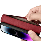 iCarer odinis 2in1 RFID dėklas iPhone 14 Pro Max – raudonas