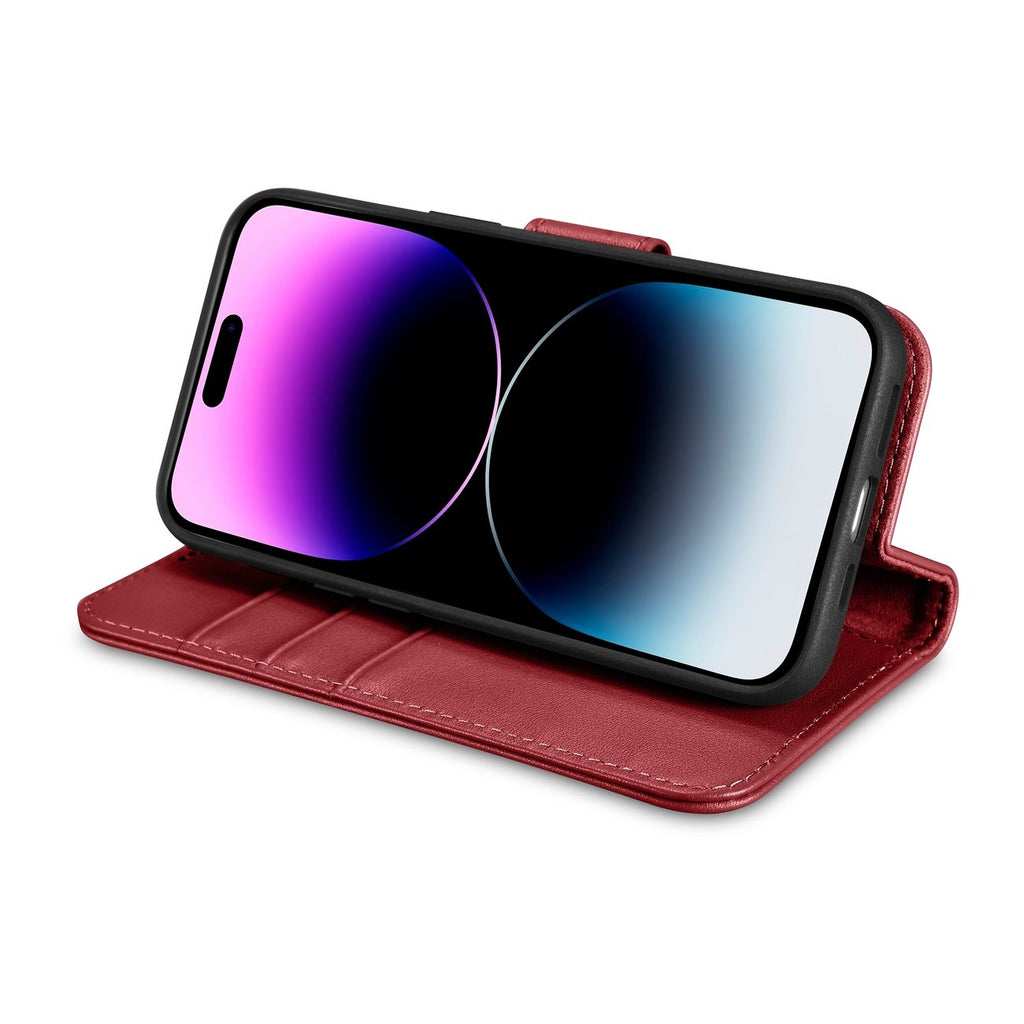 iCarer odinis 2in1 RFID dėklas iPhone 14 Pro Max – raudonas