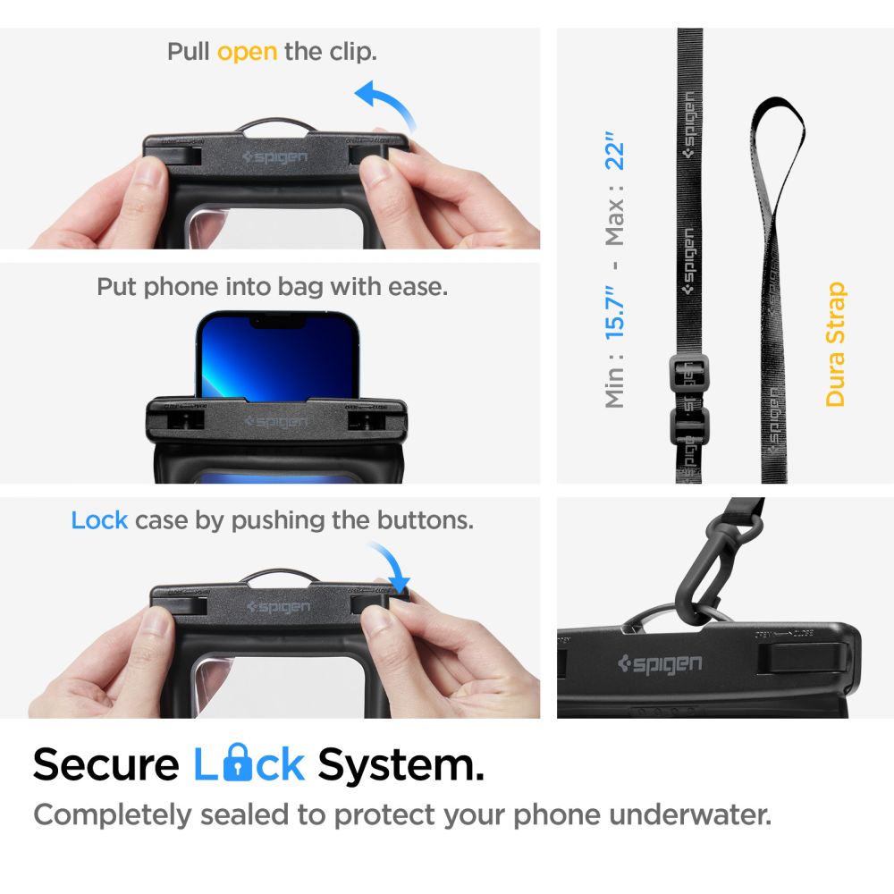 Spigen Aqua Shield A621 vandeniui atspari juosmens rankinė + dėklas – juoda -- Cell phone cases and covers