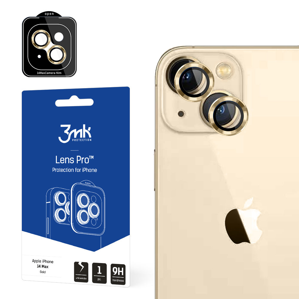 Kameros stiklas skirtas iPhone 14 Plus 9H 3mk Lens Protection Pro serijos objektyvui - auksinis