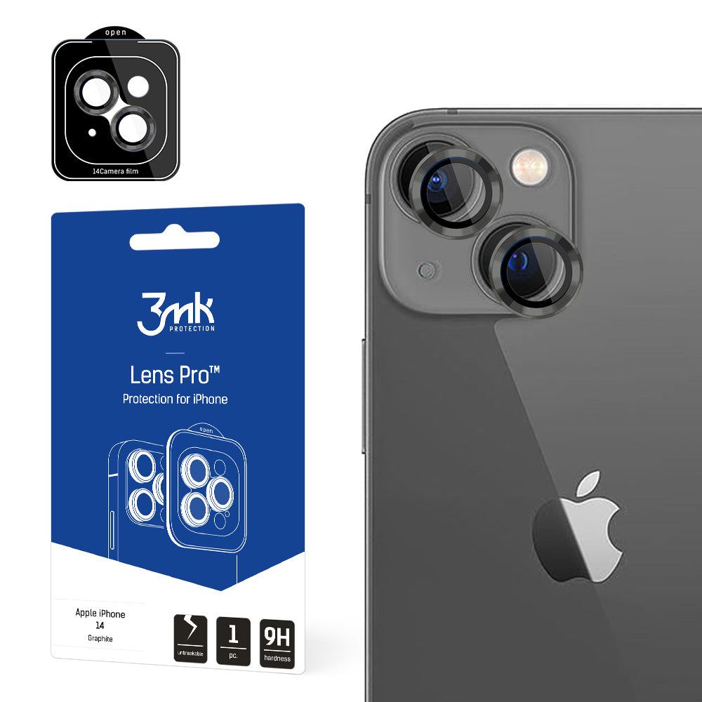 Kameros stiklas skirtas iPhone 14 9H 3mk Lens Protection Pro serijos objektyvui - pilkas