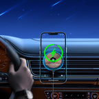 Joyroom automobilinis telefono laikiklis su 15W Qi belaidžiu įkrovikliu (suderinamas su MagSafe) ventiliacijos grotelėms, sidabrinis (JR-ZS291)
