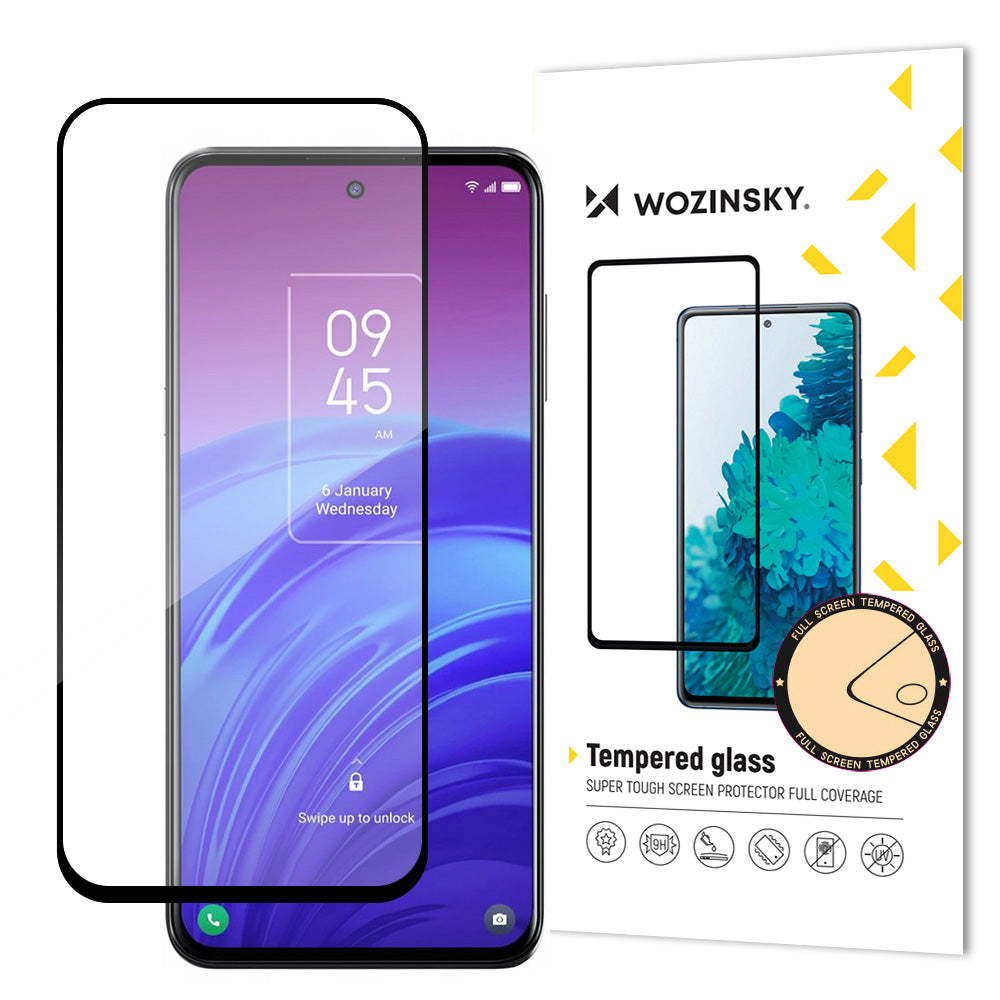 Wozinsky itin kietas, viso ekrano klijai, grūdintas stiklas, tinkamas dėklui TCL 20L Juodas rėmas -- Cell phone tempered...