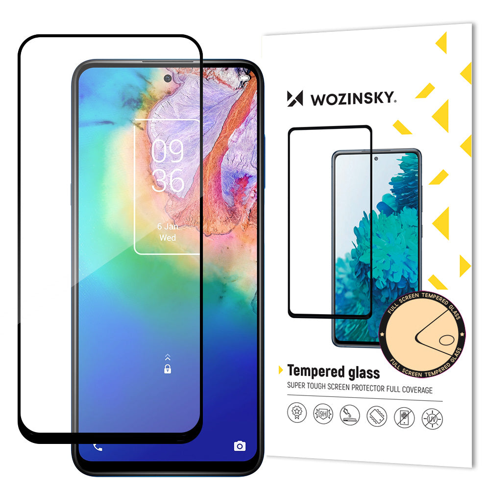 Wozinsky Super Tough Klijais grūdintas stiklas Visas ekranas With Frame Case TCL 20 5G Juoda -- Cell phone tempered glass
